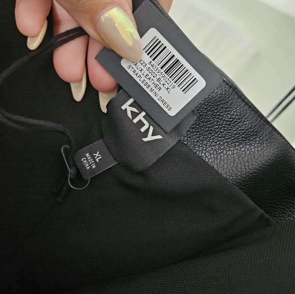 KHY FAUX LEATHER STRAPLESS MINI DRESS - XL - Picture 2 of 4